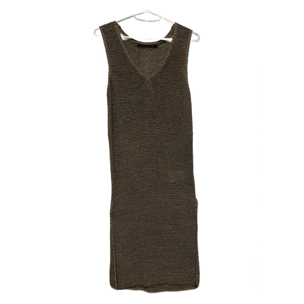 Brown Knit Sleeveless Dress